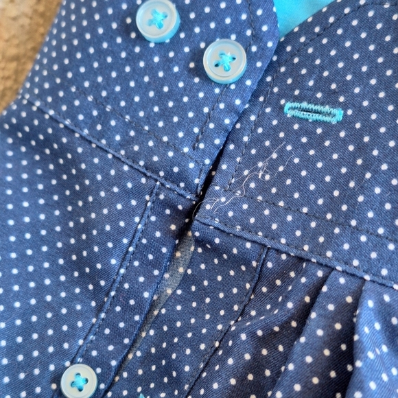 El General Shirt Cotton Navy Dotted Swiss SzXL Polyester Long Sleeve Collar/Cuff - Picture 6 of 13